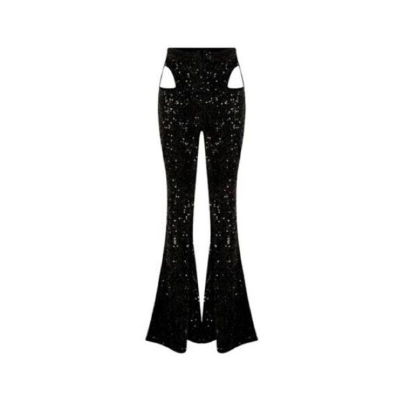 NWT Rare Maeve Olivetta Velvet Flare Pants Boot Cot Sequined Size XS - Picture 6 of 11